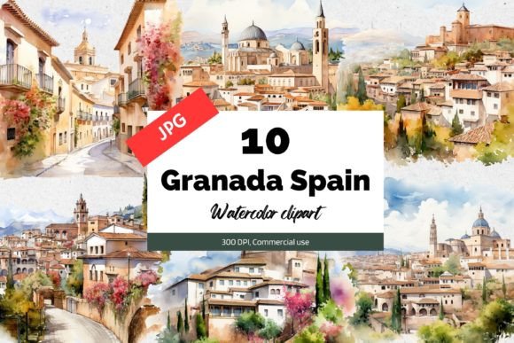 Granada Spain Clipart JPG Graphic AI Illustrations By KiwiCakeStudio
