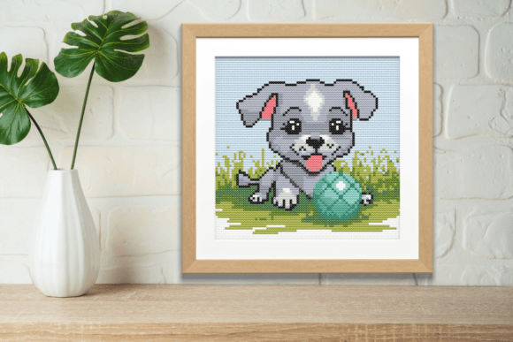 Pup with His Ball Cross-Stitch Pattern