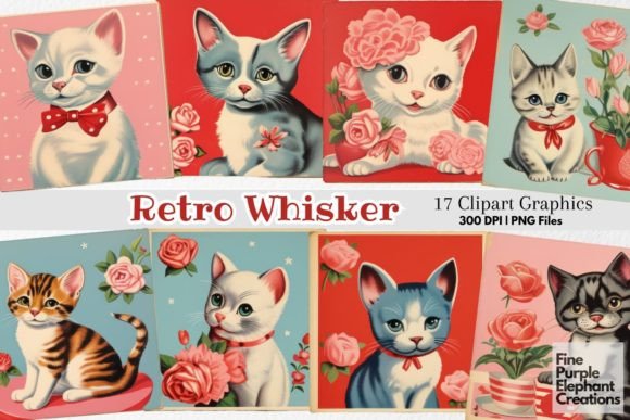 Retro Vintage 1950s Cat Valentine's Day