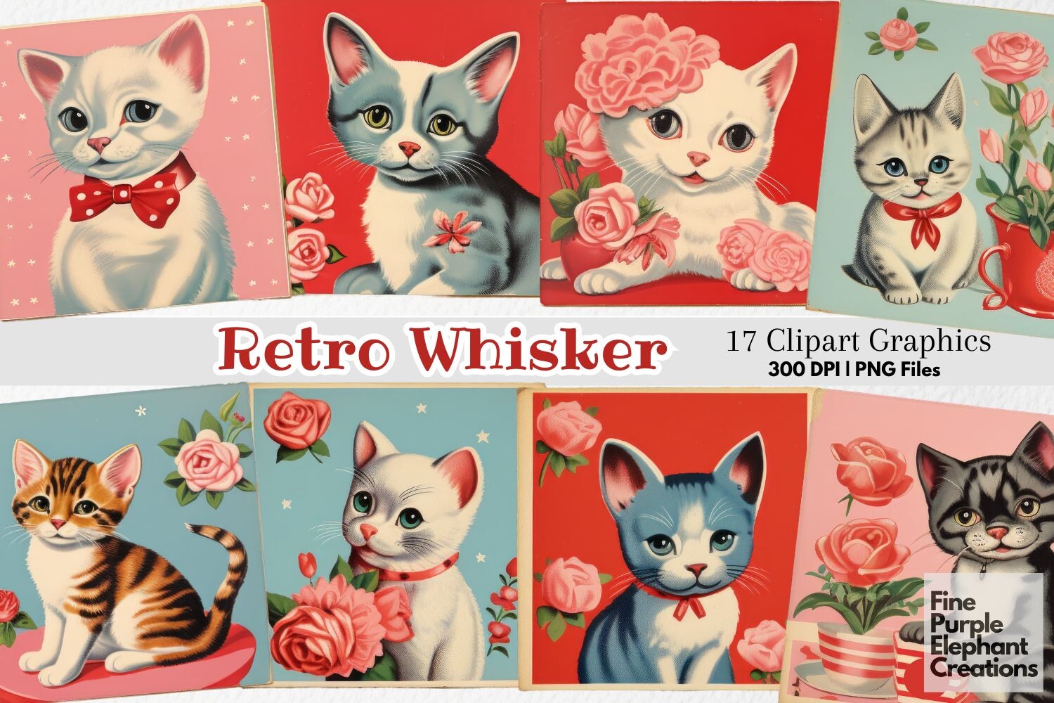 Retro Vintage 1950s Cat Valentine's Day