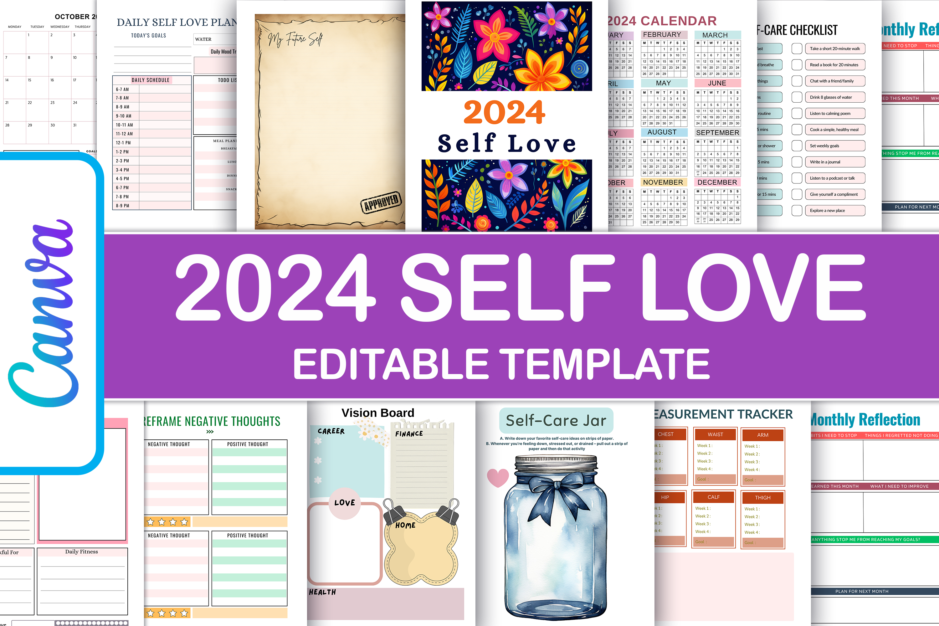 Self Love Planner Canva Template