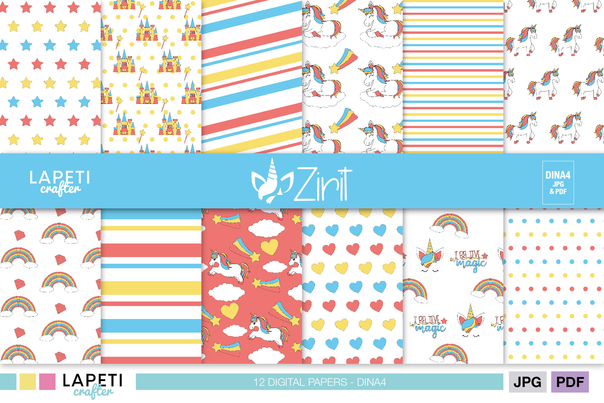 Unicorn Digital Paper Pack for Crafting Graphic by lapeticrafter ...