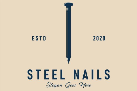 Steel Nails Logo Vintage Vector