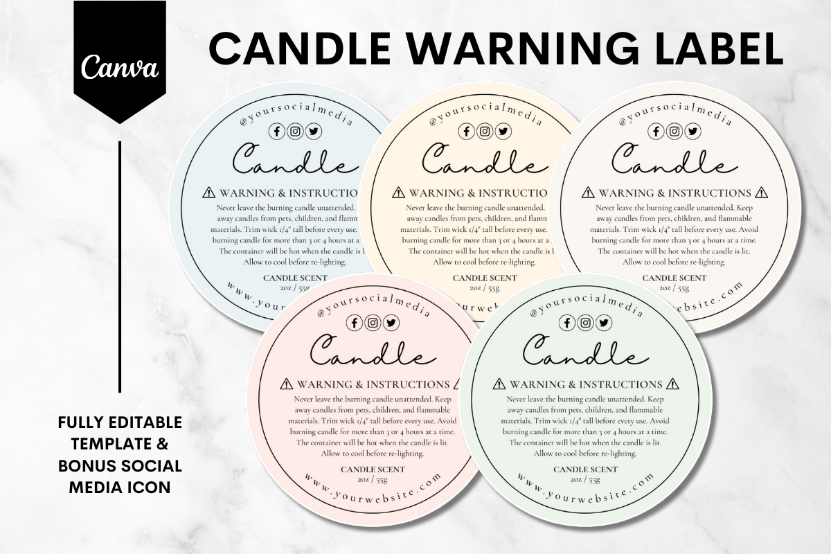 Candle Warning Label Canva Template 5