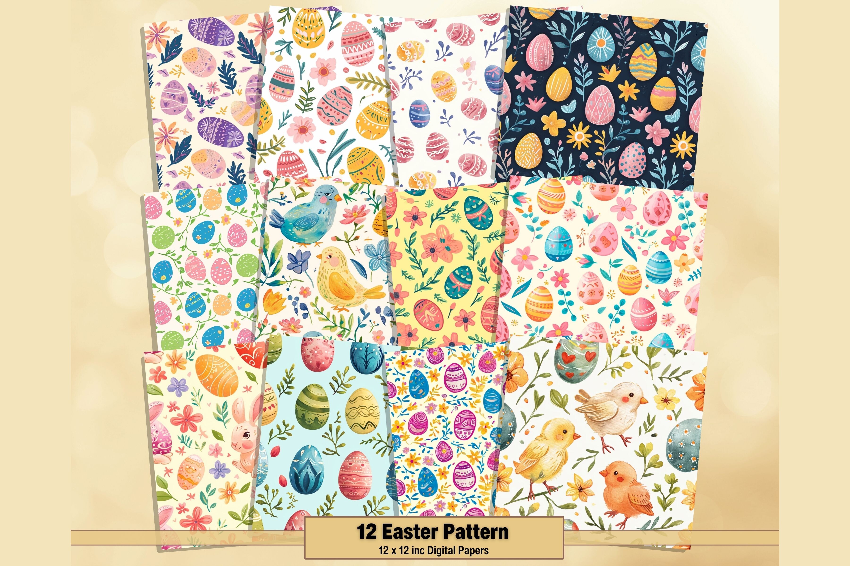 Easter Pattern Spring Digital Papers Graphic by artisticwayco ...