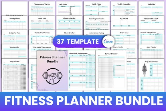 Editable Fitness Planner Bundle Canva