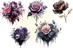Watercolor Gothic Floral Clipart Graphic by sumim3934 · Creative Fabrica