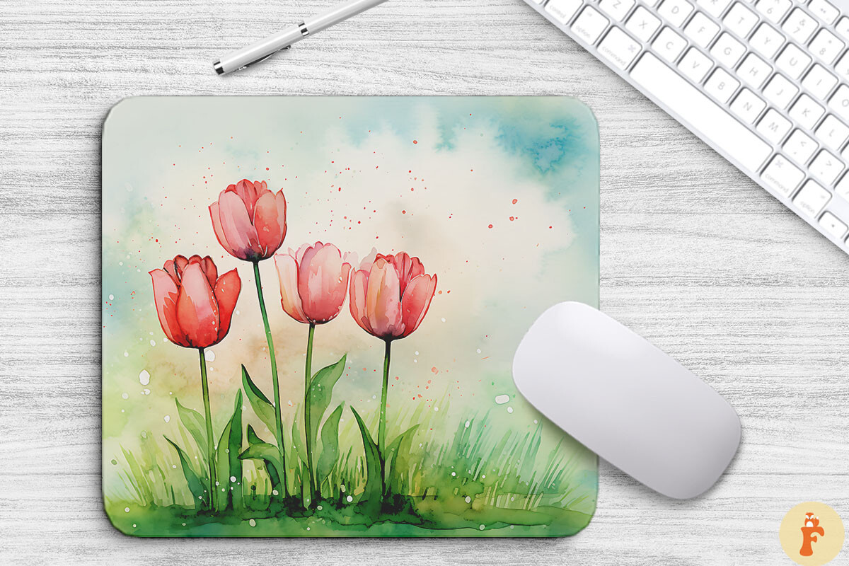 Watercolor Tulip Flowers Background Graphic by Foxmia · Creative Fabrica