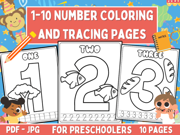 1-10 Number Coloring and Tracing Pages