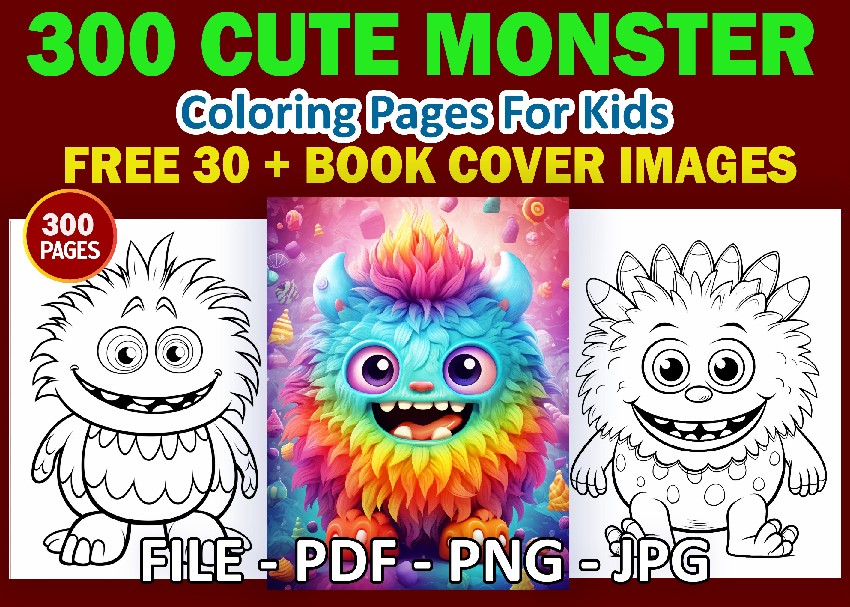 300 Cute Monster Coloring Pages for Kids