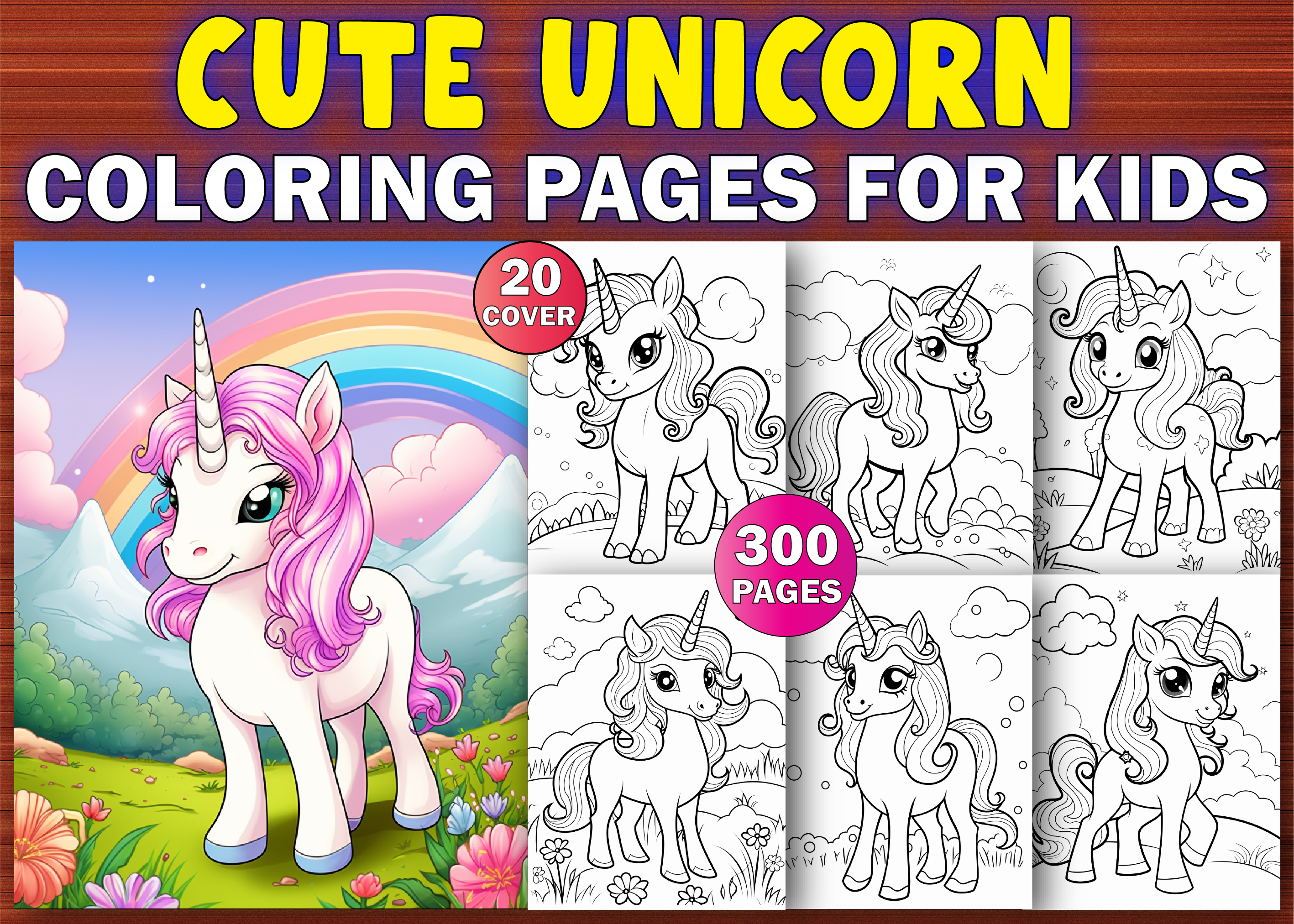 300 Cute Unicorn Coloring Pages for Kids