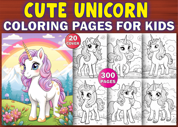 300 Cute Unicorn Coloring Pages for Kids