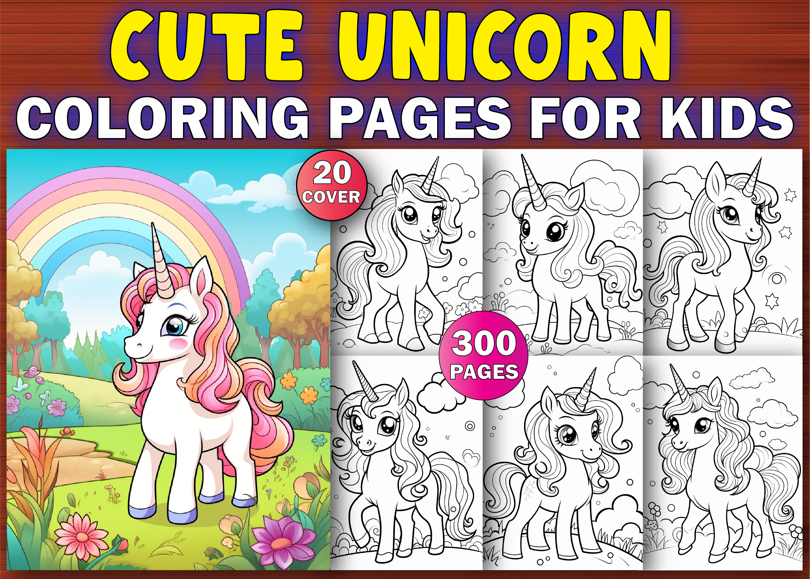 300 Cute Unicorn Coloring Pages for Kids