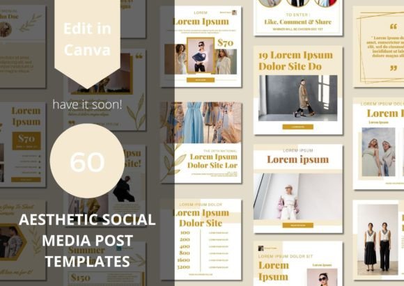 60 Aesthetic Social Media Canva Template