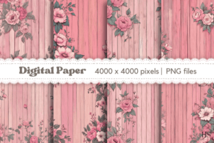 8 Pink Flowers Rustic Wood Background Graphic by Heyv Studio · Creative ...