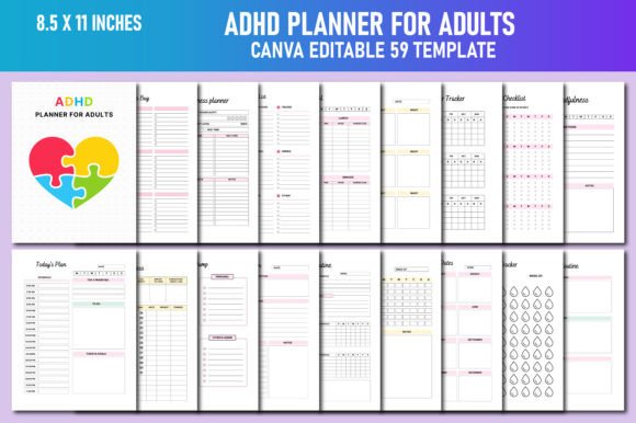 ADHD Planner for Adults Canva KDP