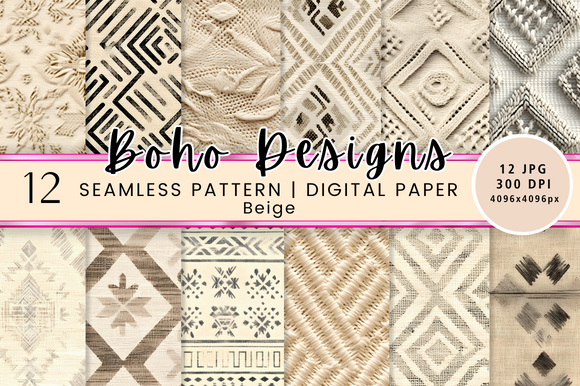Boho Designs Seamless Pattern Beige Graphic by Merilove Digital ...