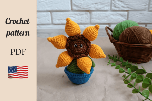 Crochet Pattern Sunflower in a Pot