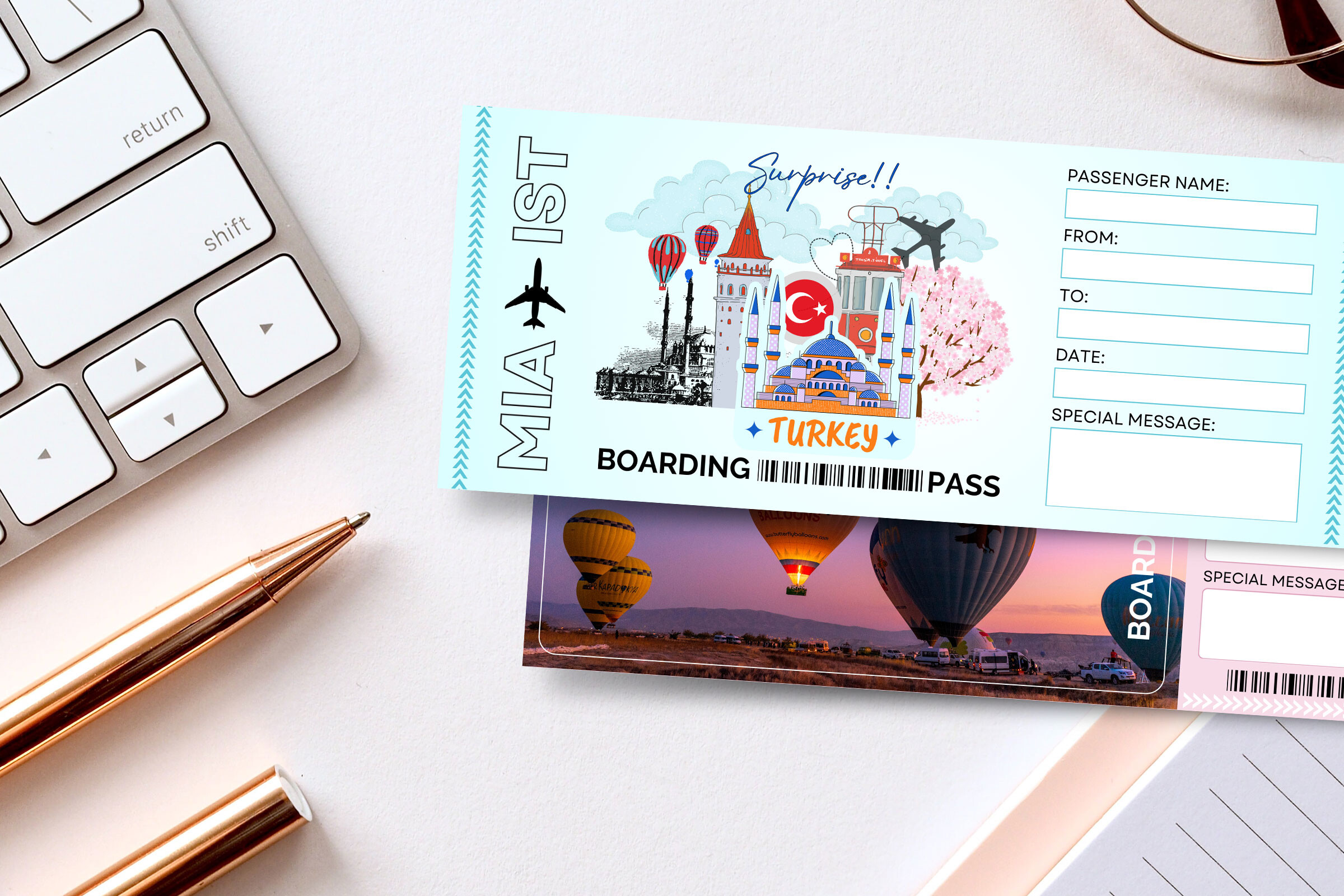 Editable Turkey Holiday Surprise Ticket
