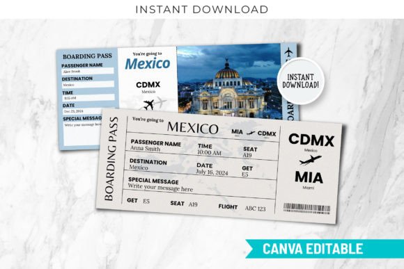 Mexico Adventure Boarding Ticket Canva