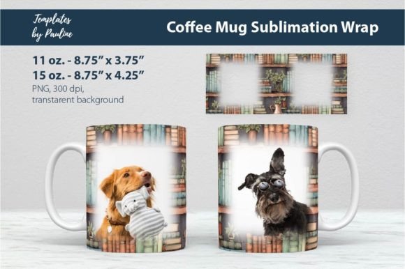 Old Book Lover Photo Mug Wrap Template Graphics