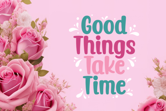 Pinky Roses Font PNG with transparent background - Preview 1