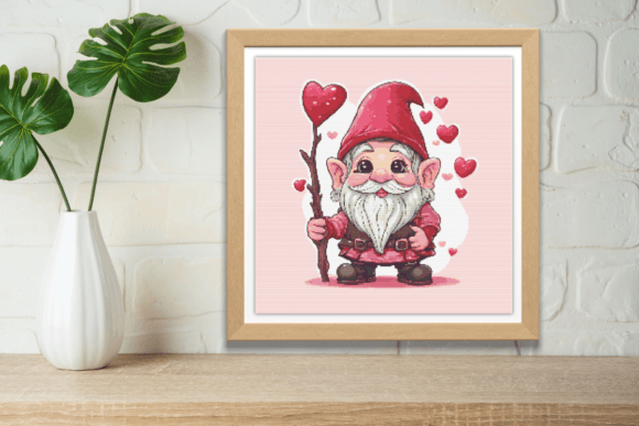 Valentine Gnome Cross Stitch Pattern Diy