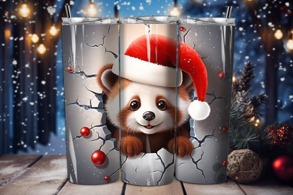 3D Red Panda Cub Tumbler Wrap Graphic by Pandastic · Creative Fabrica
