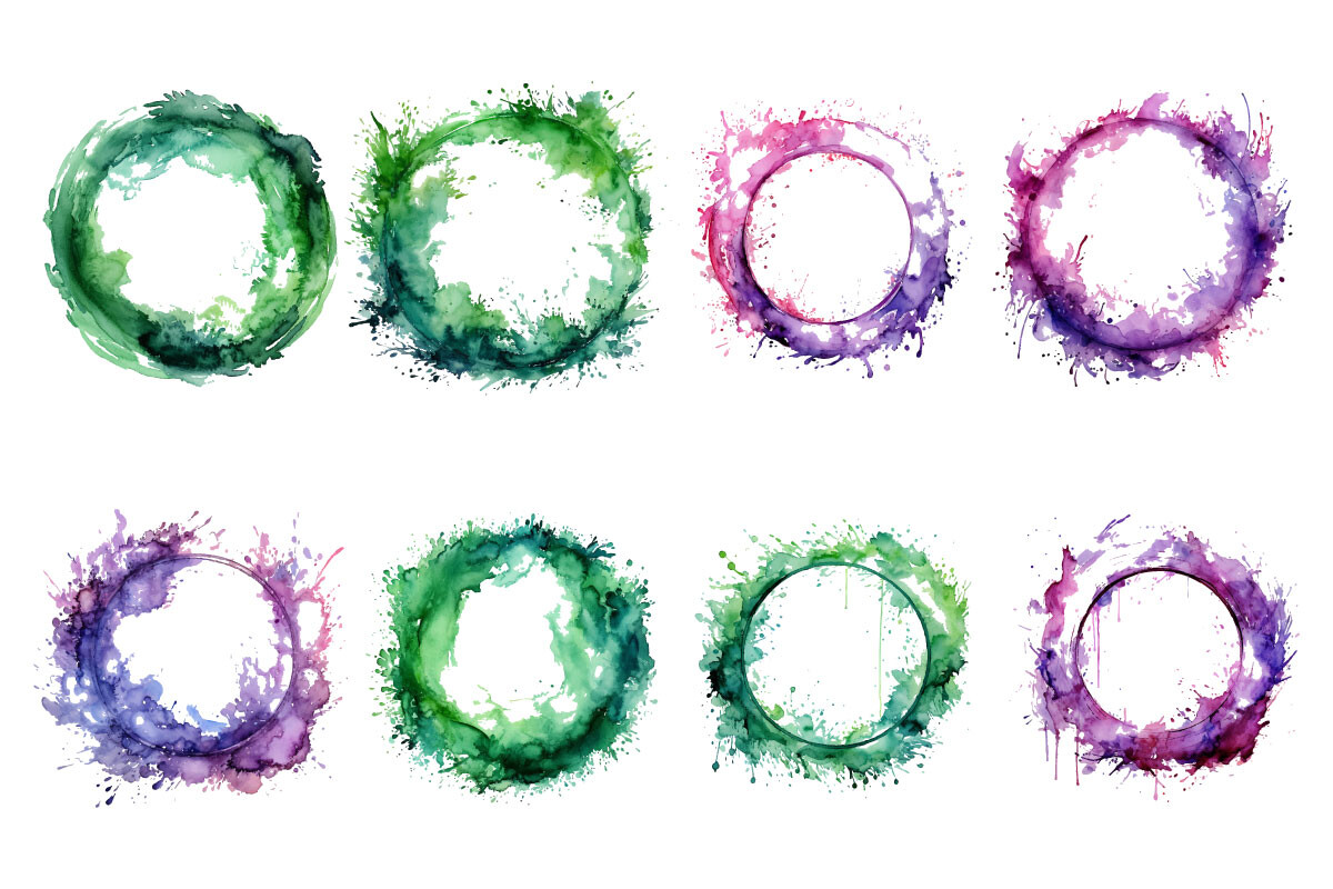 Abstract Watercolor Splash Circle Frame Graphic by pixeness · Creative ...