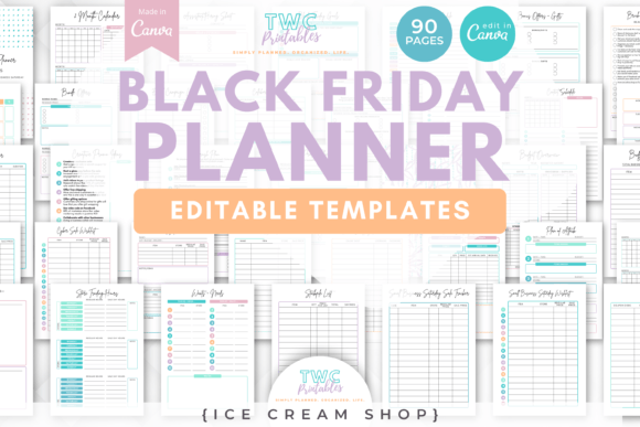 Black Friday Planner Canva Templates for shopping and business sales planning