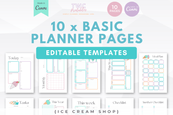 Canva Planner Templates | 10 Pages ICE