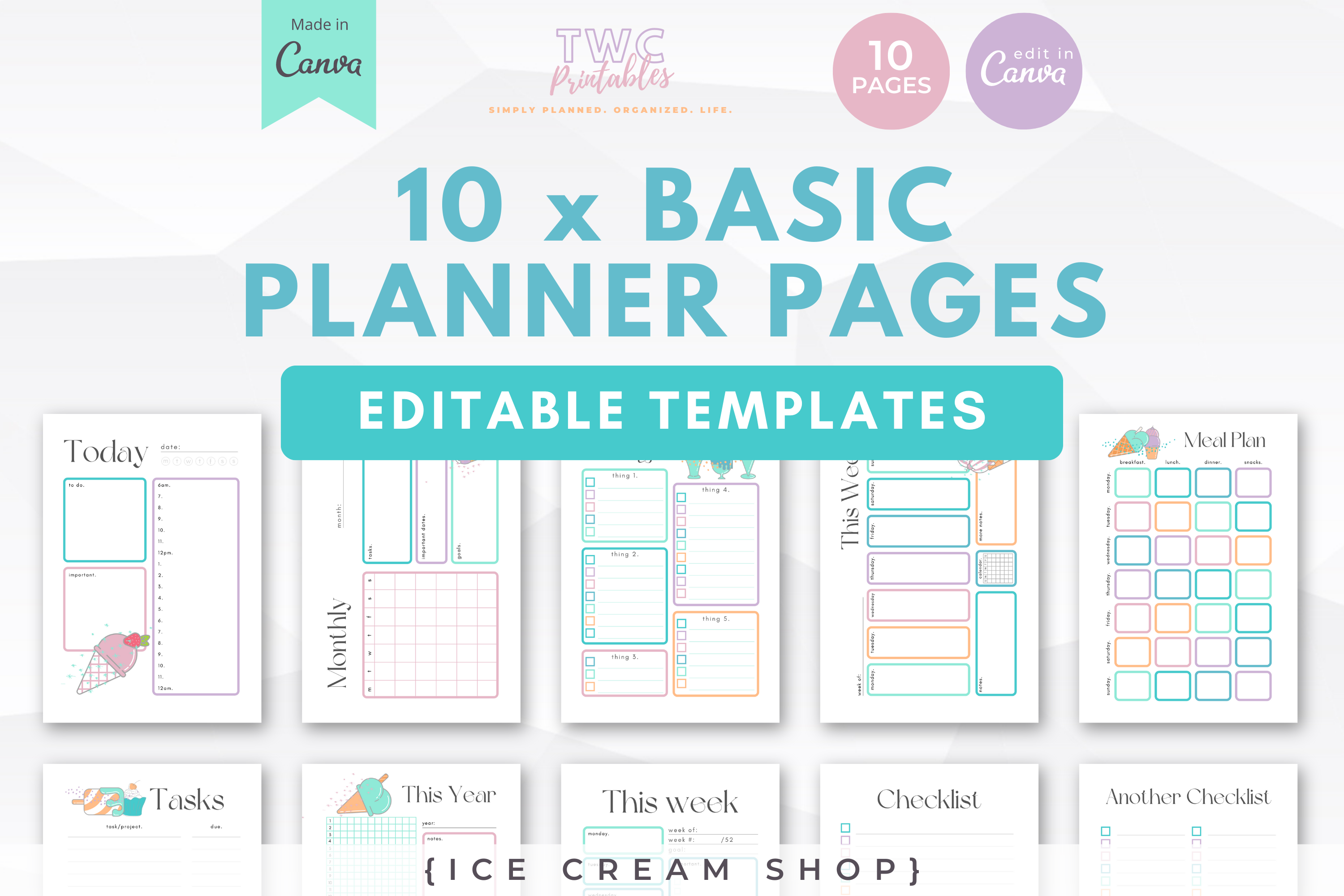 Canva Planner Templates | 10 Pages ICE