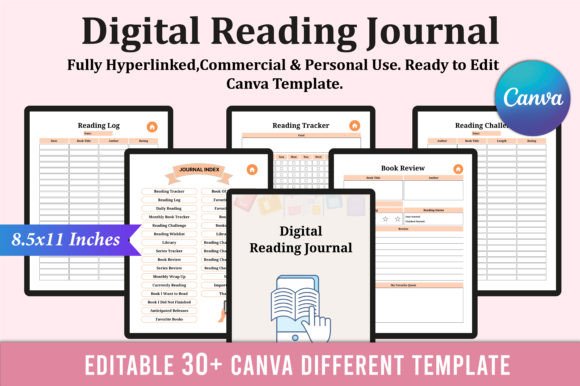 Digital Reading Journal for Ipad Canva Graphic Canva By Shumaya