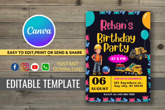 Editable Birthday Invitation Template