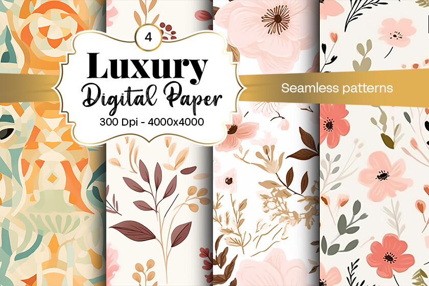 Floral Digital Paper Seamless Patterns Graphic by hassanaasi001 ...