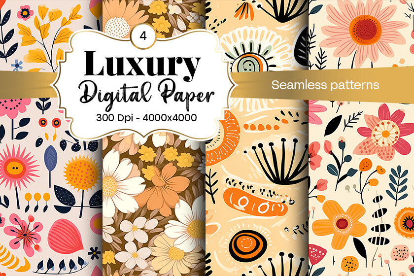 Floral Digital Paper Seamless Patterns Graphic by hassanaasi001 ...