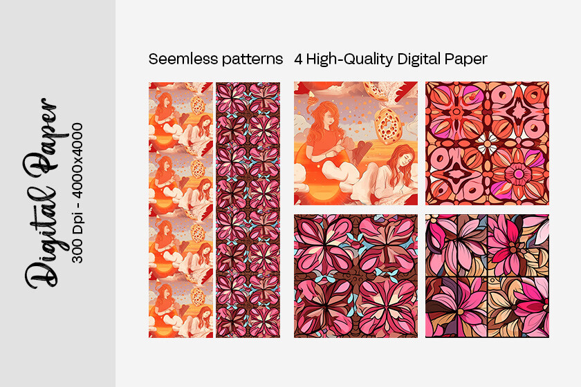Floral Digital Paper Seamless Patterns Graphic by hassanaasi001 ...