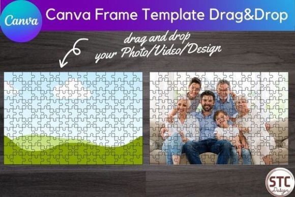 Jigsaw Puzzle Canva Frame Mockup