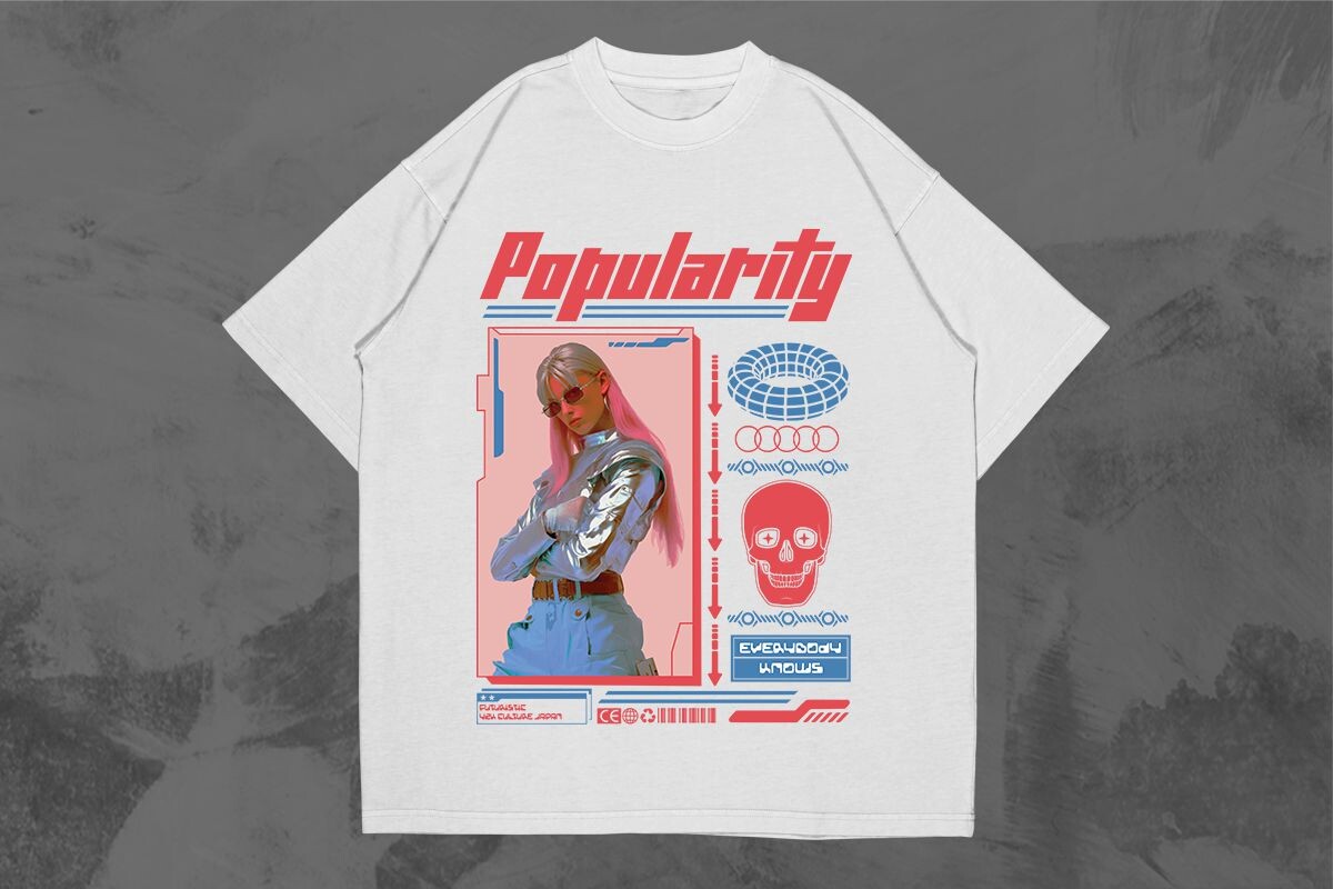 Popularity Y2k Streetwear T-shirt Design Graphic by Universtock 