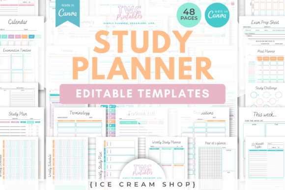 Study Planner Canva Templates - Digital