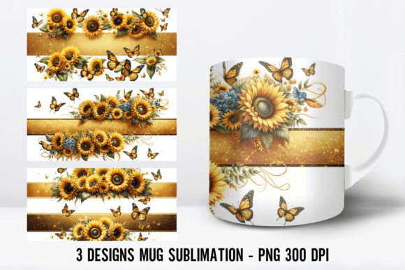 Sunflower Gold Coffee Mug Wrap Graphic Crafts By Babydell Art