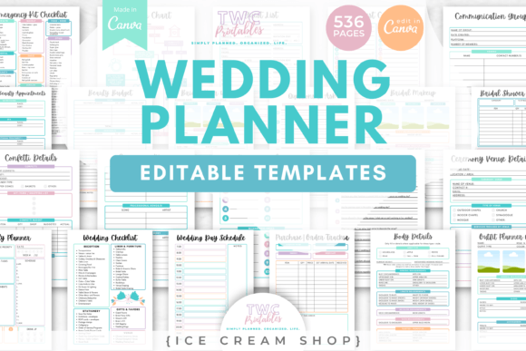 Wedding Planner Canva Templates Ice Graphics 1