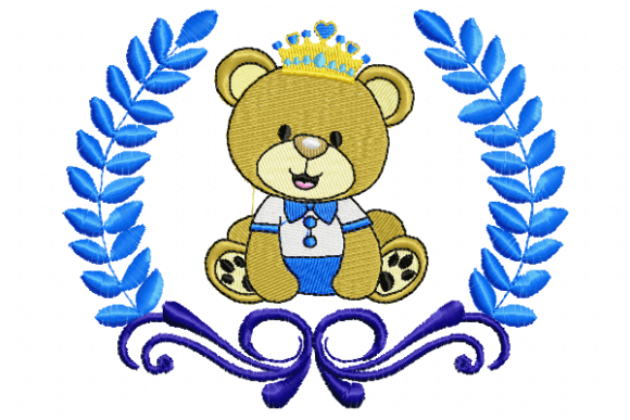 Baby Bear King Embroidery Design