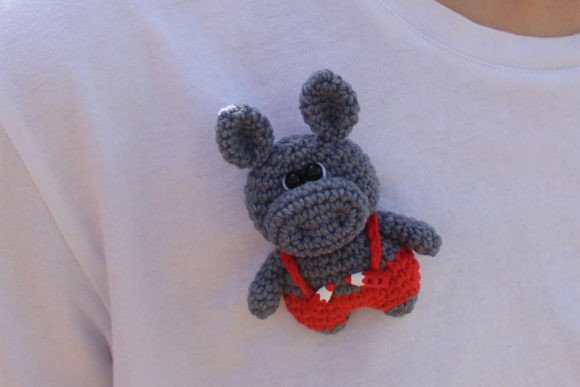 Crochet Hippo Pattern. Crochet Brooch.