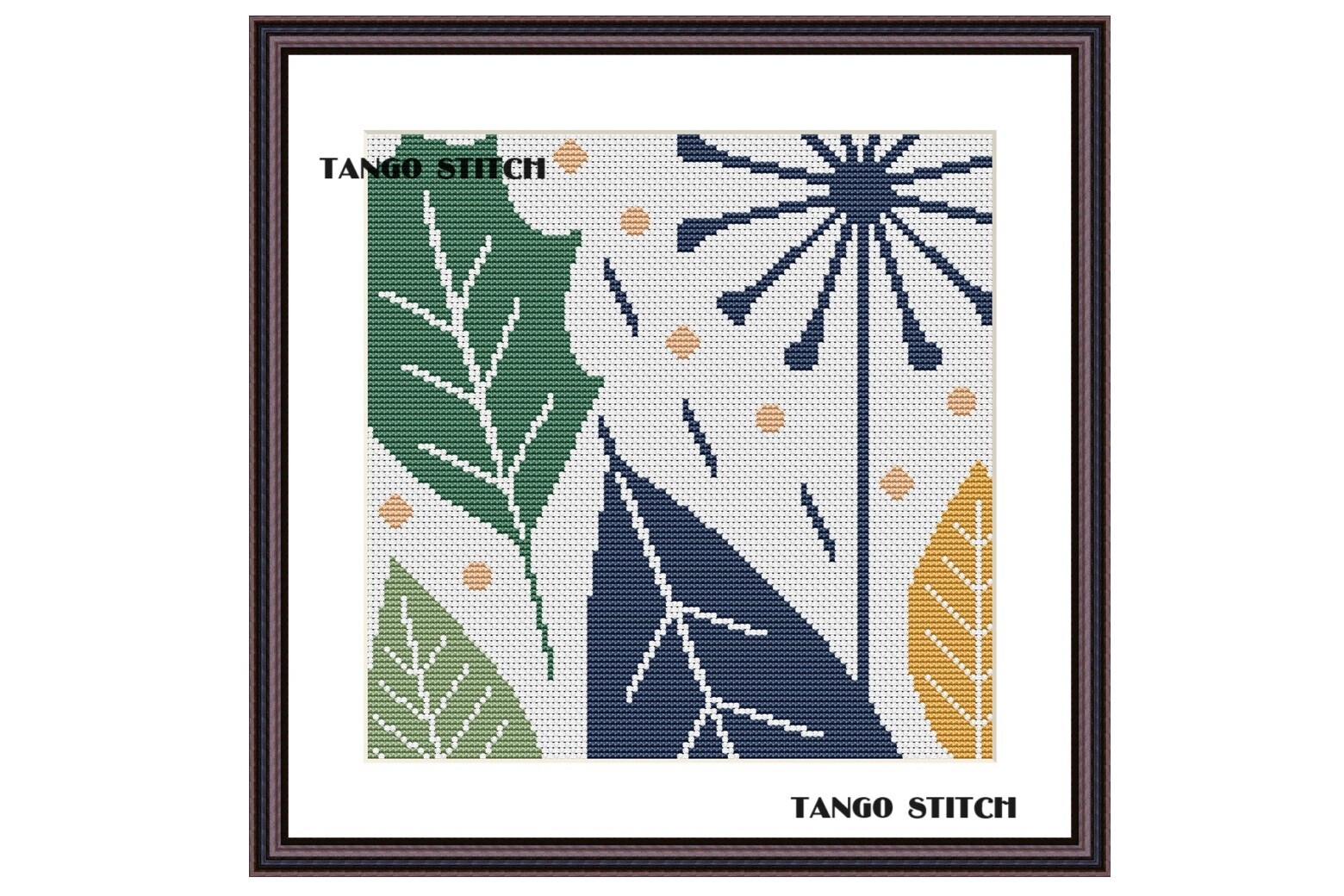 Leaves and Dandelion Cross Stitch Design