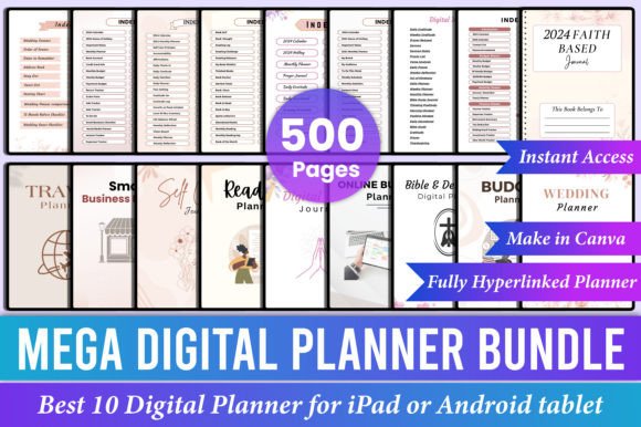 Mega Digital Planner Bundle Canva IPad