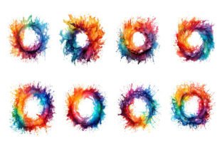 Watercolor Ink Splash Circle Frame PNG Graphic by pixeness · Creative ...
