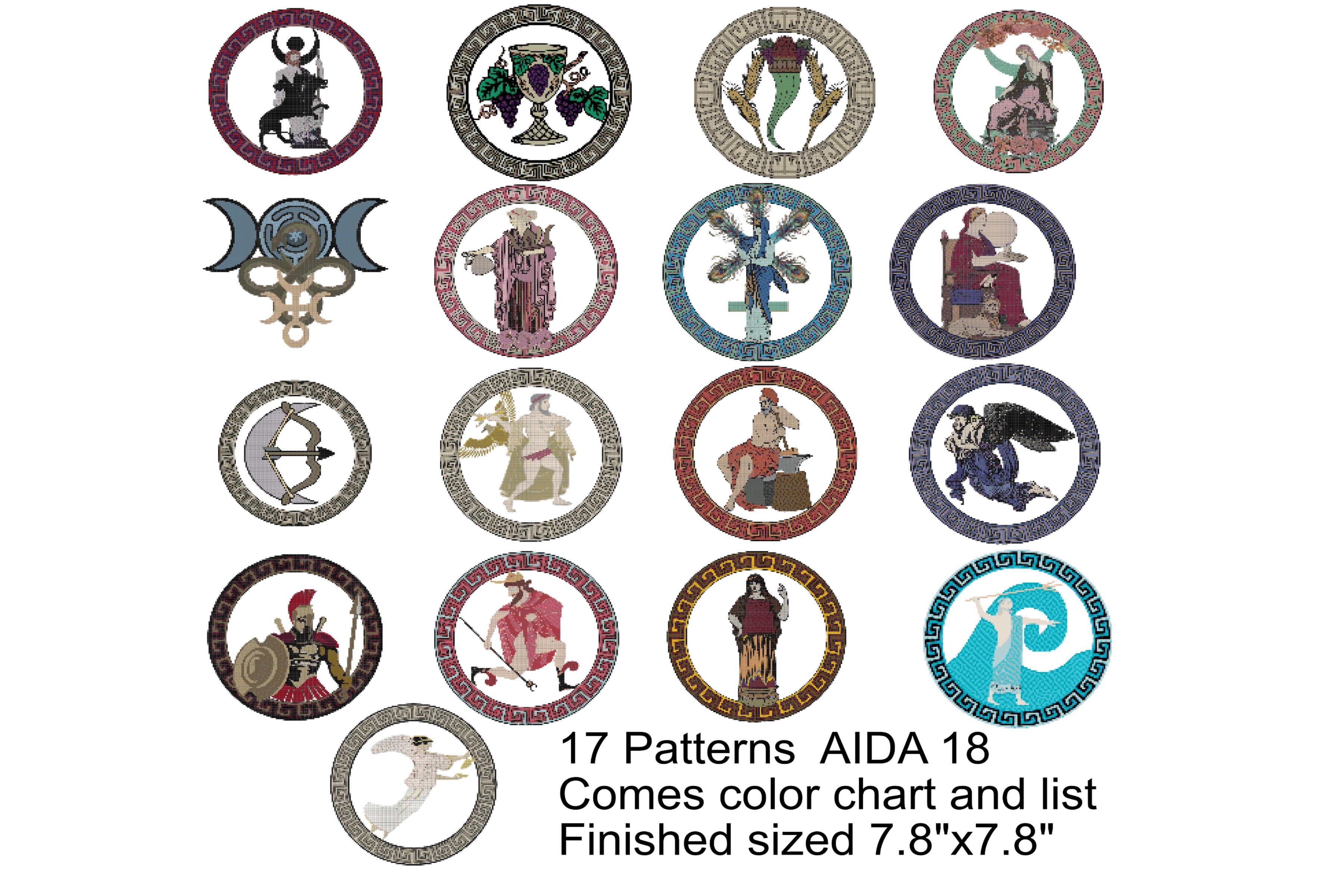 17 Greek Deities Embroidery Patterns