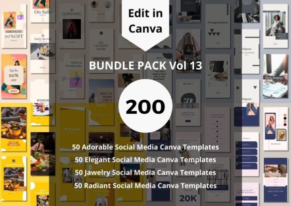 200 Social Media Canva Templates Bundles