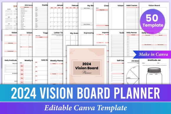 Multi-Size Vision Board Planner Canva Template
